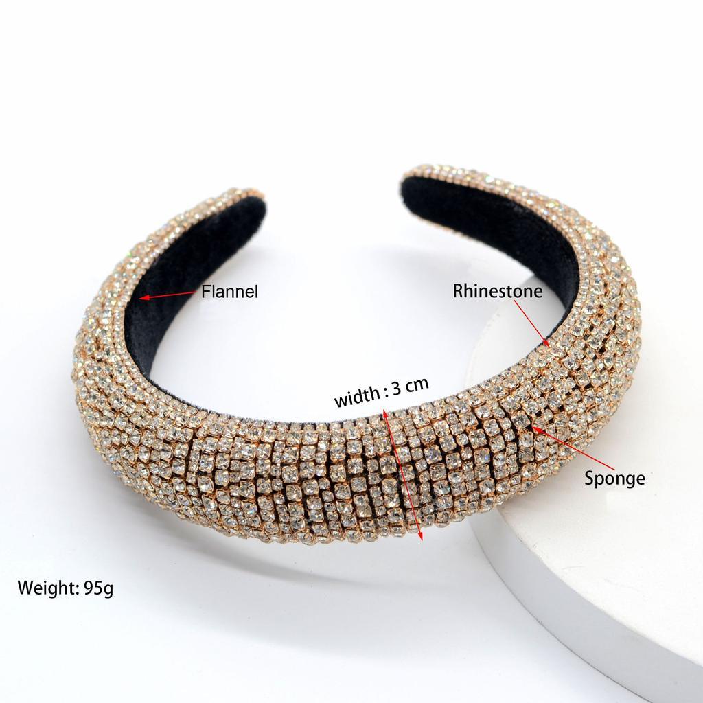 Gold crystal rhinestone headband measurements