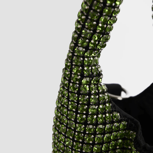 green Dazzling handbag luxurious elegant glamour bag rhinestones