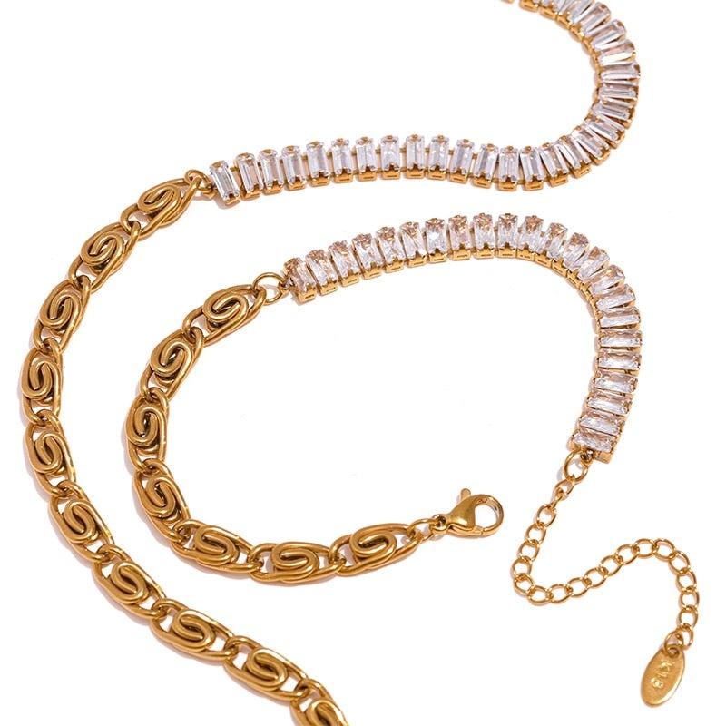 18k gold plated stainless steel jewelry set necklace and bracelet