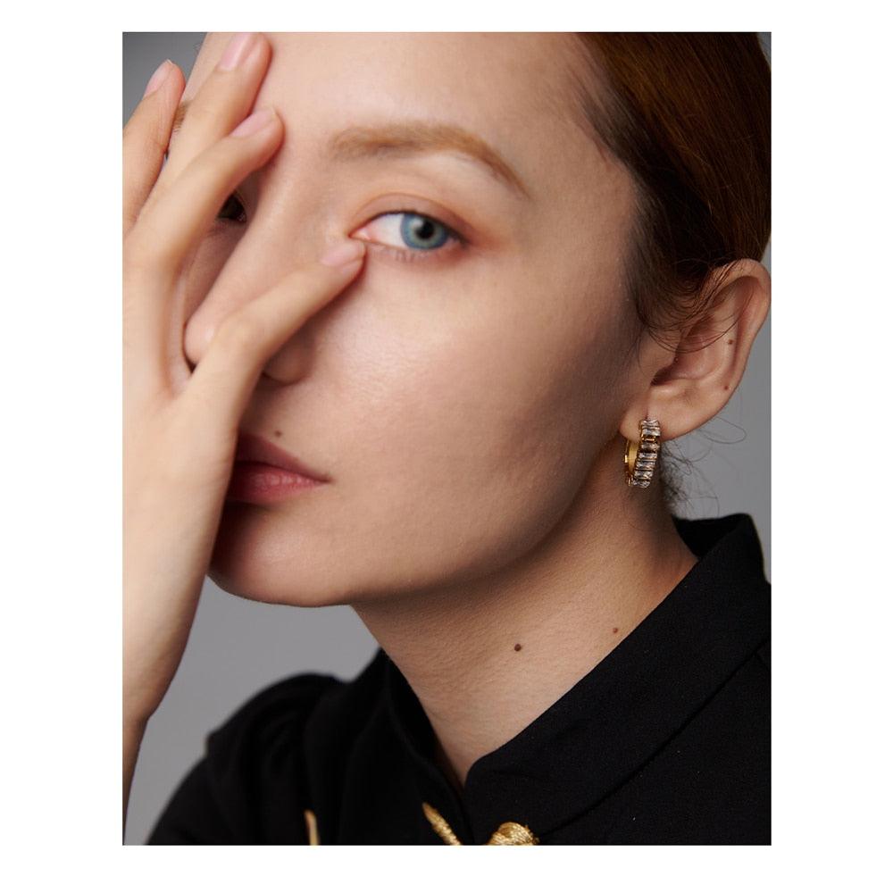 crystal earrings stainless steel gold plated in 18k gold