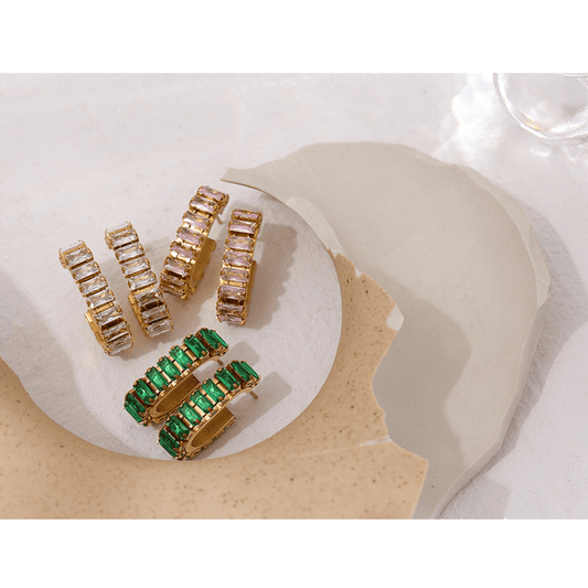 crystal earrings stainless steel gold plated in 18k gold