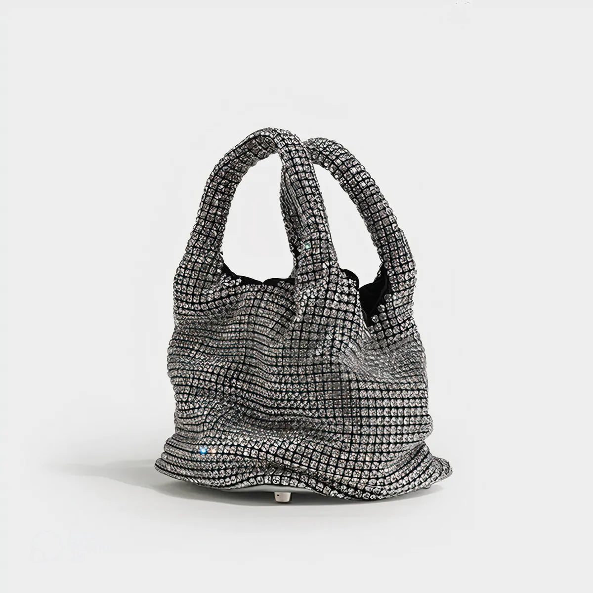 Silver Sparkly handbag Rhinestone Crystal evening cruelty free bag