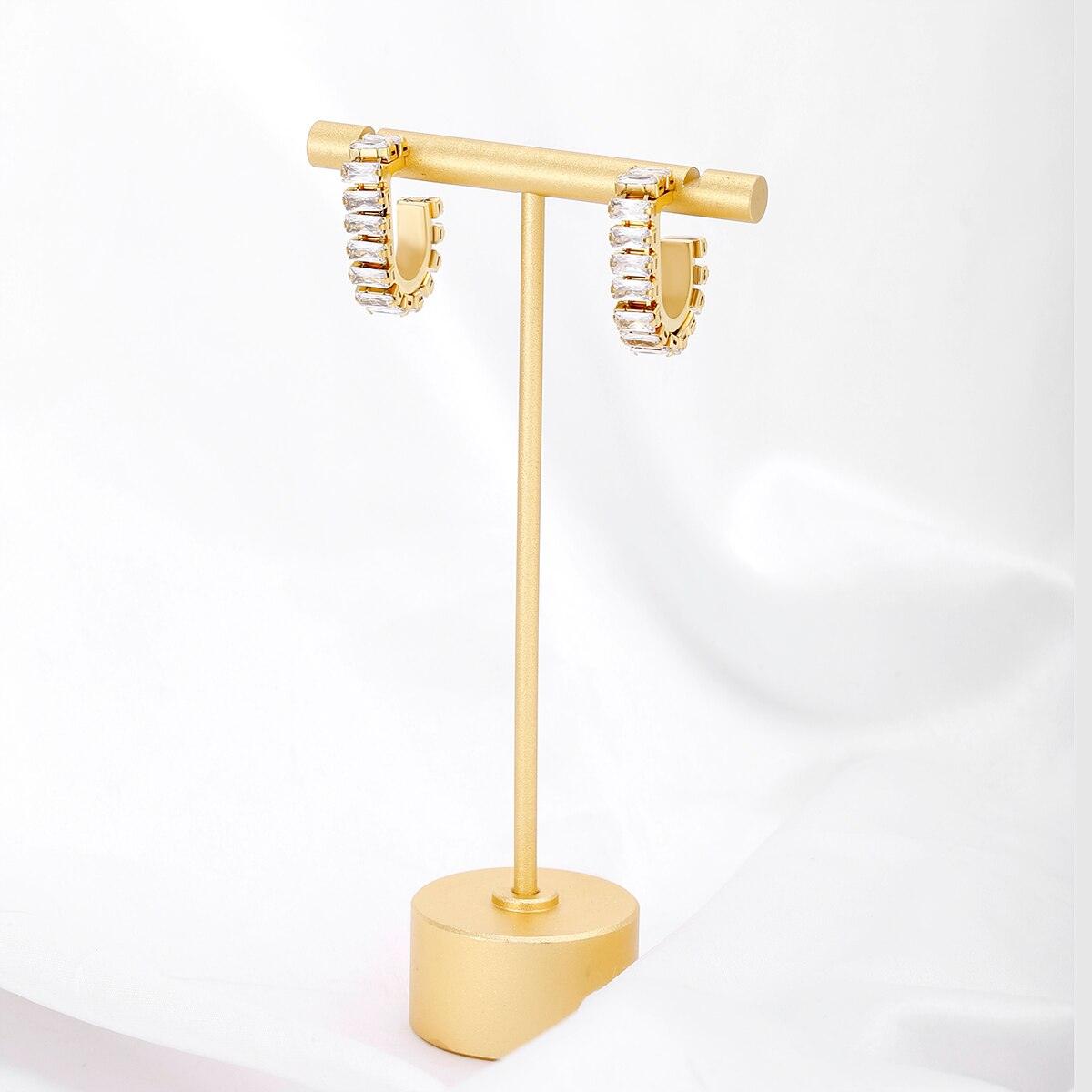 crystal earrings stainless steel gold plated in 18k gold