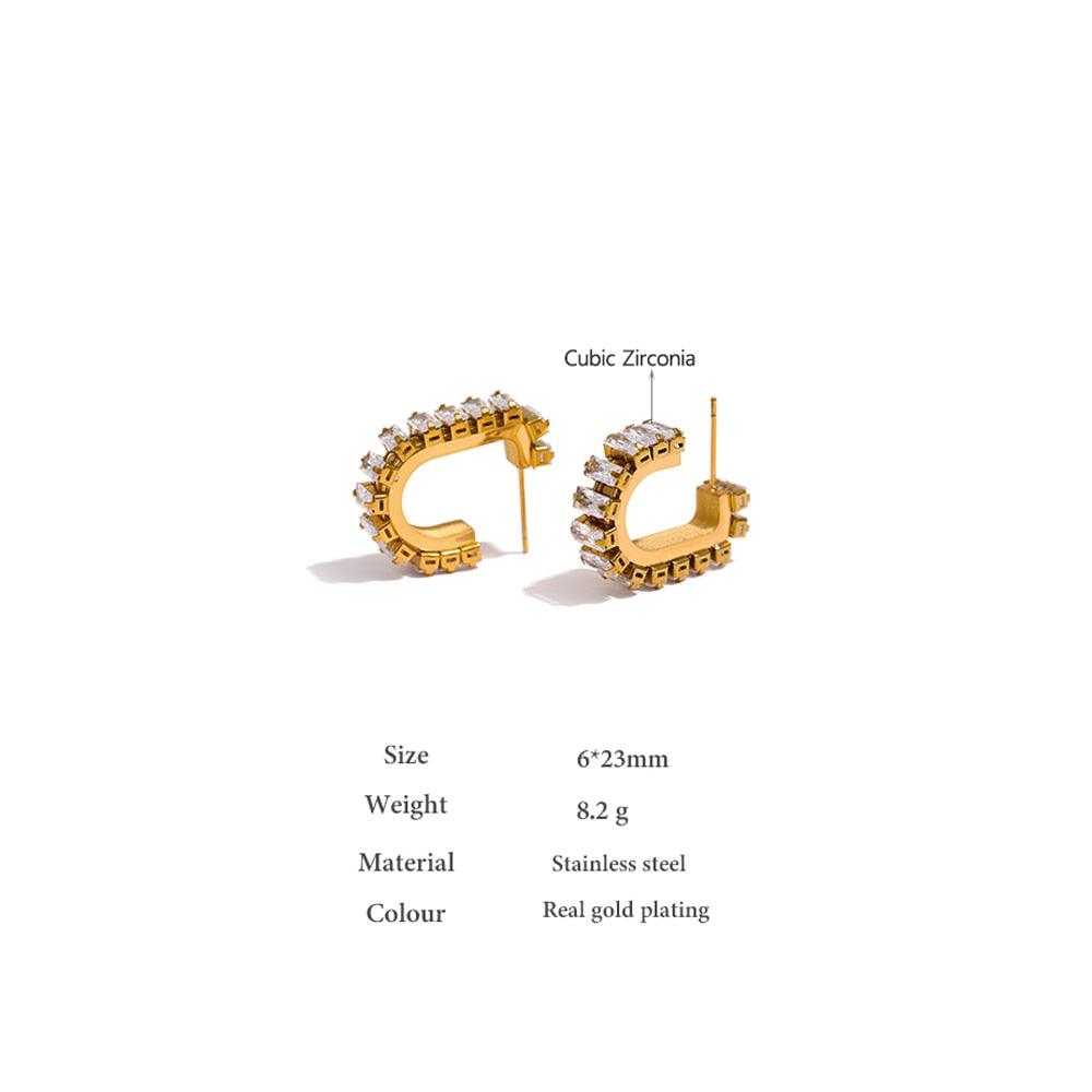 crystal earrings stainless steel gold plated in 18k gold