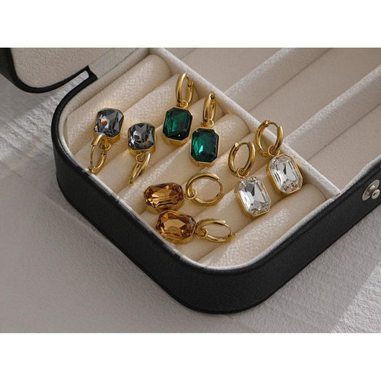 crystal earrings stainless steel gold plated in 18k gold